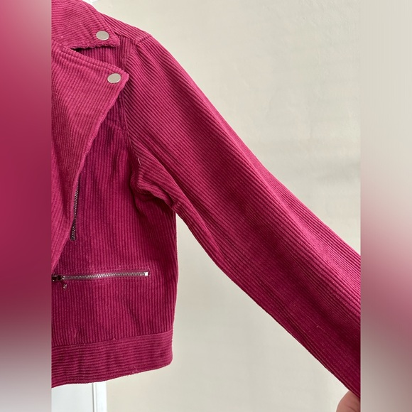 Lulus Haight Street Hottie Berry Pink Corduroy Moto Jacket, size XL - Picture 7 of 8